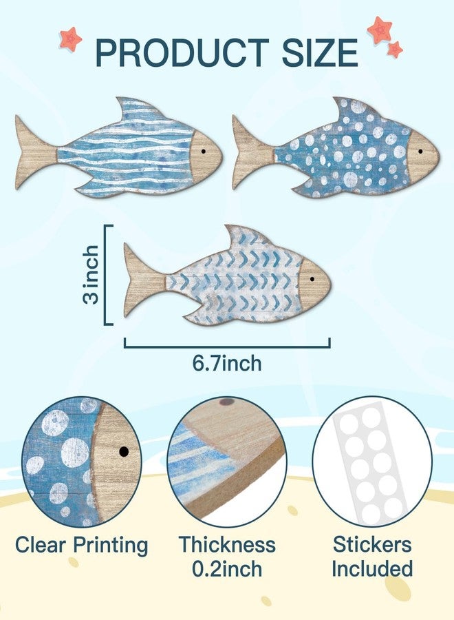Putuo Decor 3 Pcs Wooden Fish Wall Decor - Beach Nautical Coastal Theme Fish Wall Sculpture - Lake House Ocean Decor - Vintage Ornaments for Home Bathroom Bedroom - Image 2